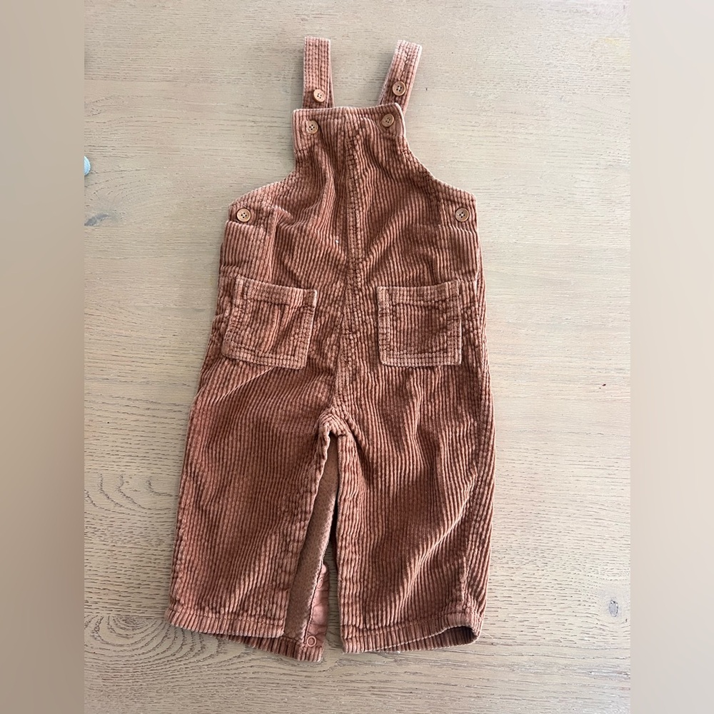 Little co brown ribbed corduroy overalls sz 18 months
